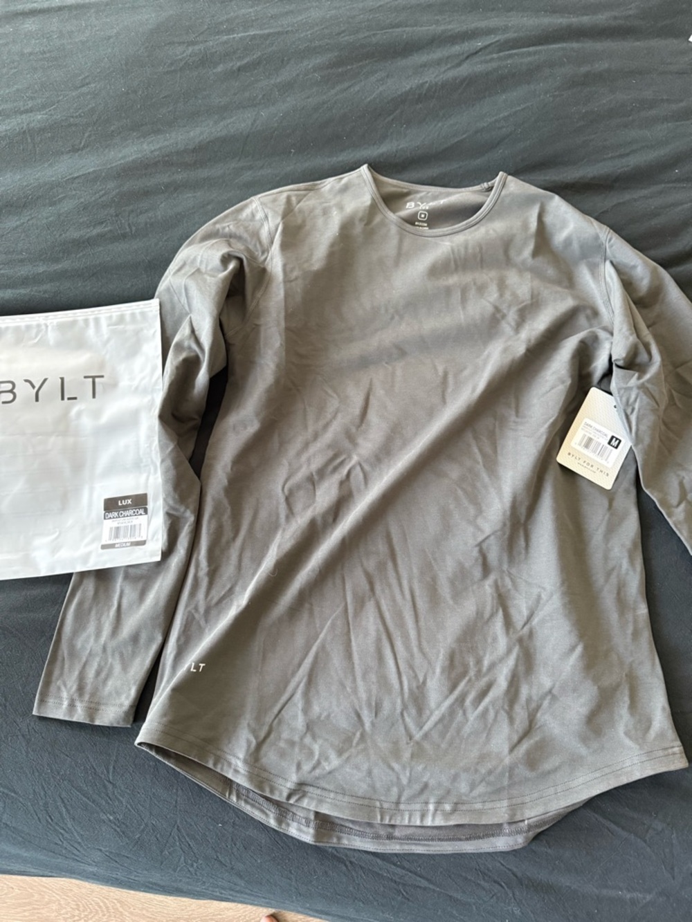 BYLT DropCut Longsleeve Lux Men’s Crew Neck Shirt — Gray